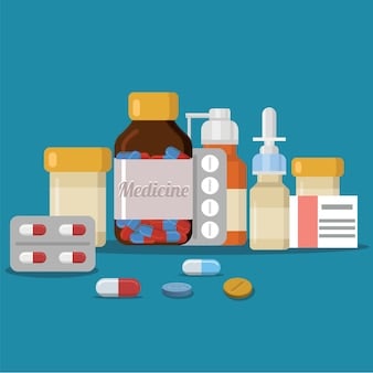 Assorted Medicine Bottles and Pills